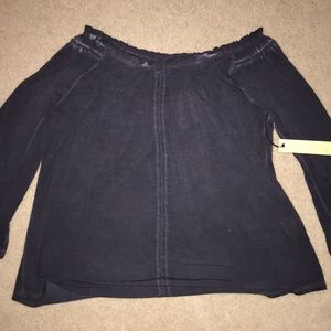 Of the shoulder grey flowy top
